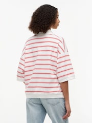 Tommy Hilfiger Red Oversized Fit Stripe Polo Shirt - Image 2 of 5