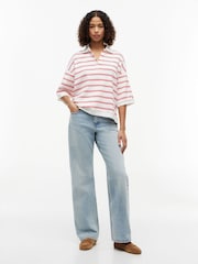 Tommy Hilfiger Red Oversized Fit Stripe Polo Shirt - Image 3 of 5