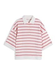 Tommy Hilfiger Red Oversized Fit Stripe Polo Shirt - Image 5 of 5