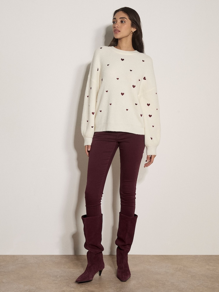 Apricot Cream Embroidered Heart Jumper - Image 2 of 4 Apricot Cream Embroidered Heart Jumper - Image 2 of 4