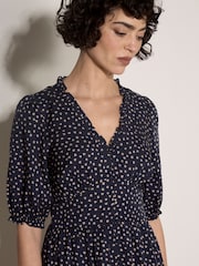 Apricot Blue Polka Dot Ruffle Midi Dress - Image 4 of 4