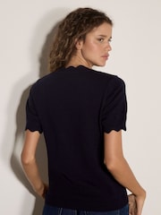 Apricot Blue Scallop Knitted T-Shirt - Image 4 of 4
