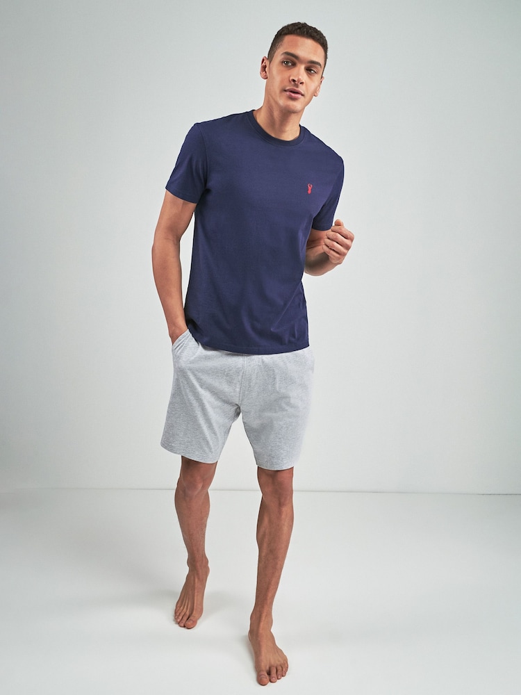 Navy Blue/Grey Jersey Pyjamas Shorts Set - Image 1 of 6
