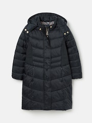 Joules Girls' Pembury Navy Blue Showerproof Padded Coat with Hood - Image 1 of 6