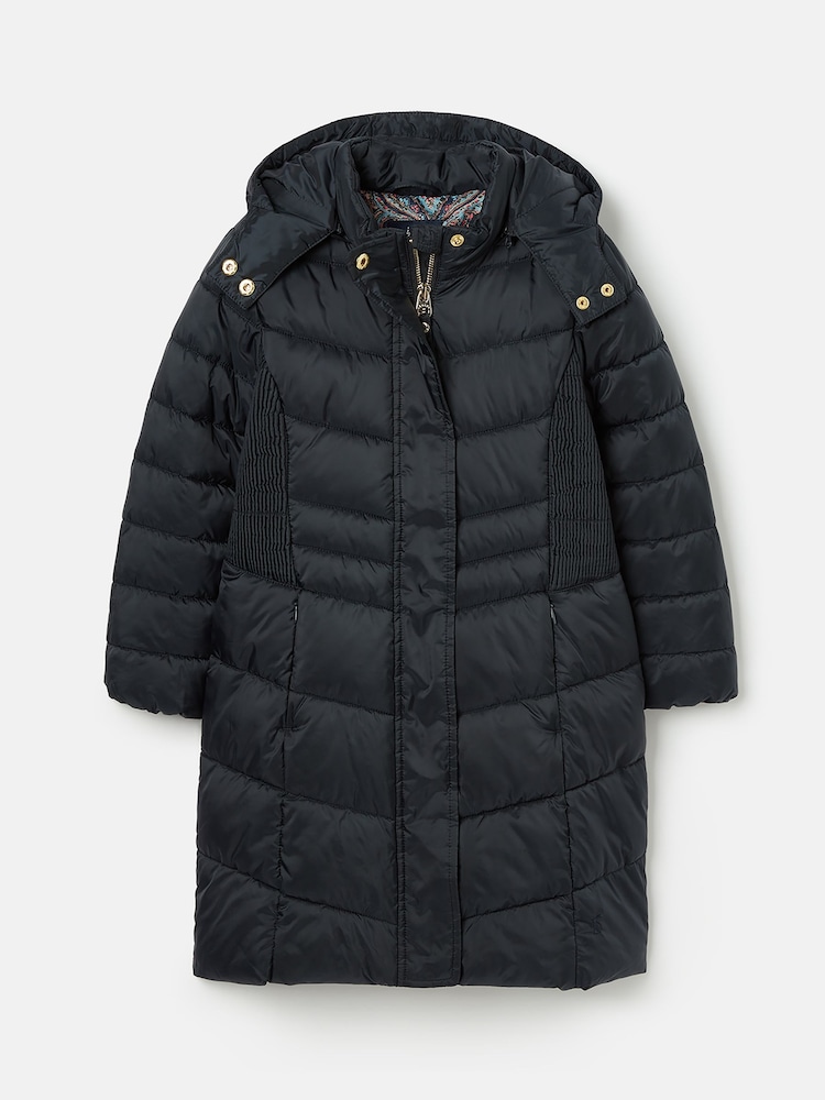 Joules Girls' Pembury Navy Blue Showerproof Padded Coat with Hood - Image 1 of 6