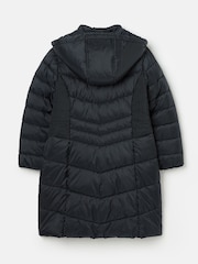 Joules Girls' Pembury Navy Blue Showerproof Padded Coat with Hood - Image 2 of 6