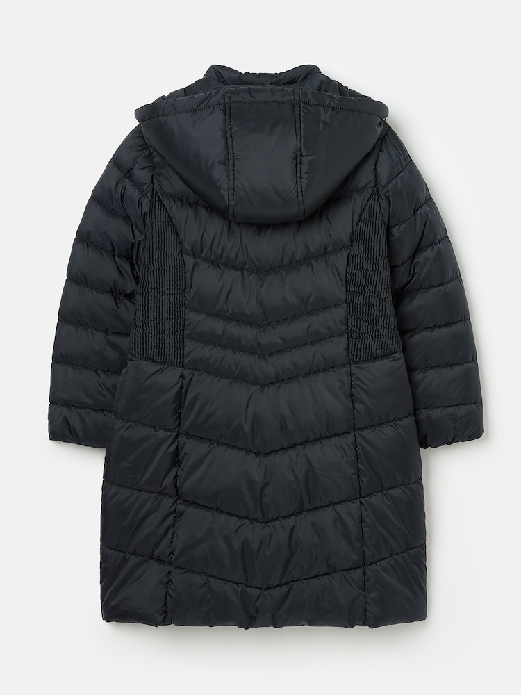Joules Girls' Pembury Navy Blue Showerproof Padded Coat with Hood - Image 2 of 6
