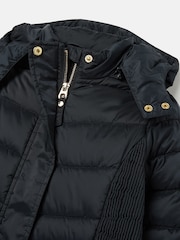Joules Girls' Pembury Navy Blue Showerproof Padded Coat with Hood - Image 3 of 6