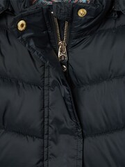 Joules Girls' Pembury Navy Blue Showerproof Padded Coat with Hood - Image 6 of 6