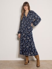 Apricot Blue Folk Floral Blouse - Image 1 of 4