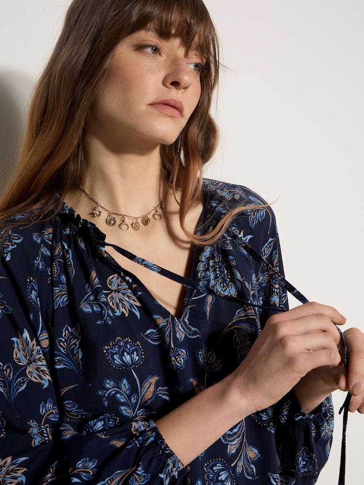 Apricot Blue Folk Floral Blouse - Image 4 of 4