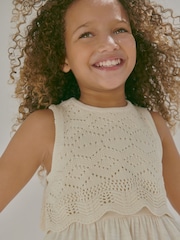 Ecru Crochet Vest Dress (3-12yrs) - Image 6 of 10