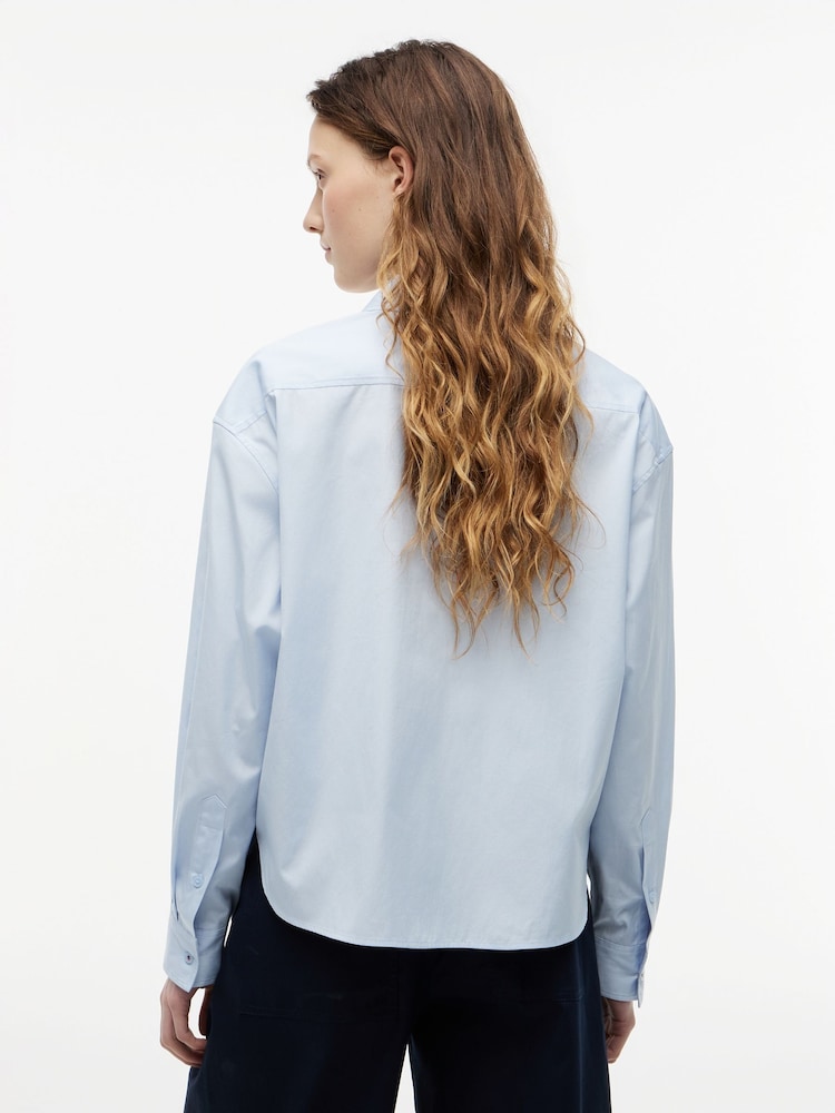 Tommy Hilfiger Blue Boxy Fit Poplin Shirt - Image 2 of 5 Tommy Hilfiger Blue Boxy Fit Poplin Shirt - Image 2 of 5