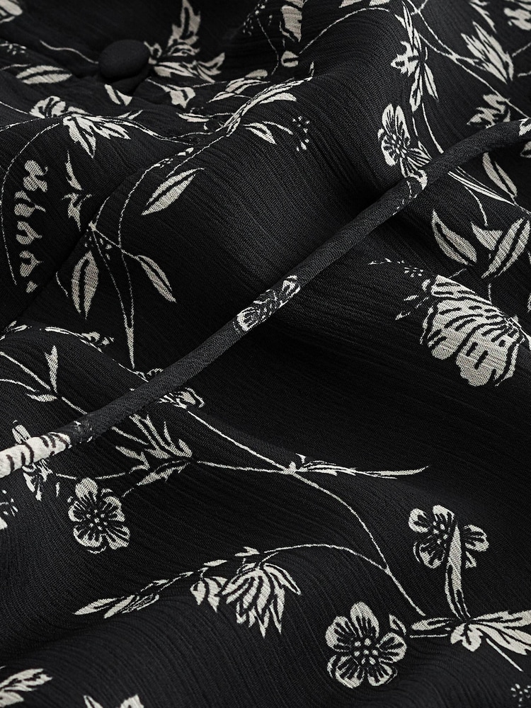 Monochrome Floral Ditsy Cape Long Sleeve Mini Dress - Image 6 of 6