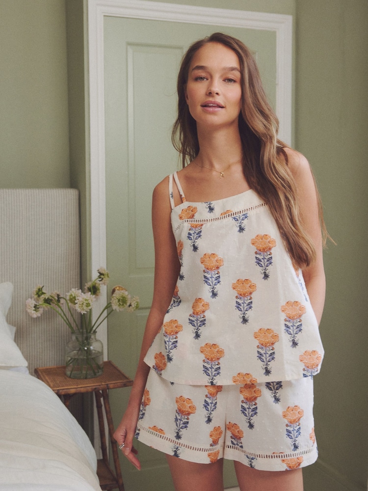 Cream Floral Cami Short Set - Image 2 of 9