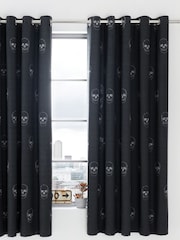 Catherine Lansfield Grey Skulls Reversible Lined Eyelet Curtains - Image 3 of 3