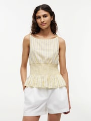 Tommy Hilfiger Yellow Smock Seersucker Tie Strap Top - Image 1 of 5