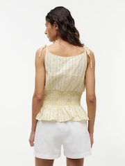 Tommy Hilfiger Yellow Smock Seersucker Tie Strap Top - Image 2 of 5