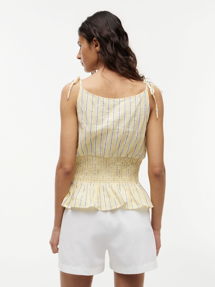 Tommy Hilfiger Yellow Smock Seersucker Tie Strap Top - Image 2 of 5 Tommy Hilfiger Yellow Smock Seersucker Tie Strap Top - Image 2 of 5
