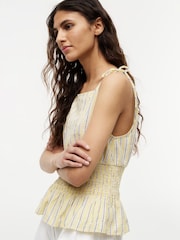Tommy Hilfiger Yellow Smock Seersucker Tie Strap Top - Image 4 of 5