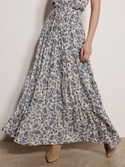 Apricot Cream Painterly Paisley Tiered Maxi Skirt - Image 2 of 5