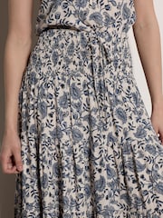 Apricot Cream Painterly Paisley Tiered Maxi Skirt - Image 3 of 5