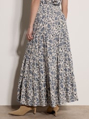 Apricot Cream Painterly Paisley Tiered Maxi Skirt - Image 4 of 5