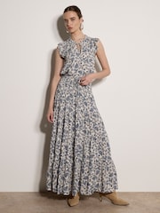 Apricot Cream Painterly Paisley Tiered Maxi Skirt - Image 5 of 5