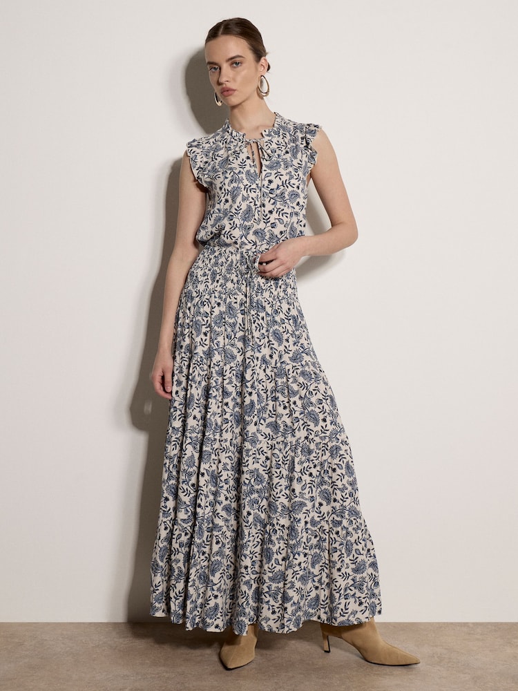 Apricot Cream Painterly Paisley Tiered Maxi Skirt - Image 5 of 5 Apricot Cream Painterly Paisley Tiered Maxi Skirt - Image 5 of 5
