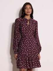 Apricot Red Ditsy Floral Mini Skater Dress - Image 1 of 4