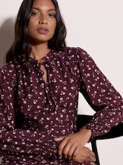 Apricot Red Ditsy Floral Mini Skater Dress - Image 4 of 4