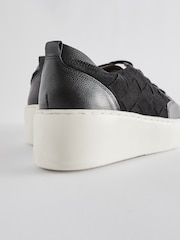 Black Signature Forever Comfort® Leather Weave Chunky Wedge Platform Trainers - Image 4 of 5