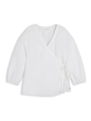 Tommy Hilfiger White Relaxed Fit Pure Linen Wrap Blouse - Image 5 of 5