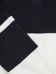 Reiss Navy/White Tokyo Senior Slim Fit Half-Zip Long Sleeve Polo Shirt - Image 6 of 6