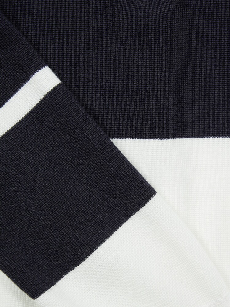 Reiss Navy/White Tokyo Senior Slim Fit Half-Zip Long Sleeve Polo Shirt - Image 6 of 6