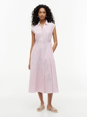 Rosa - Tommy Hilfiger Midi-Hemdkleid mit Bindedetail und Flügelärmeln - Bild 1 von 5