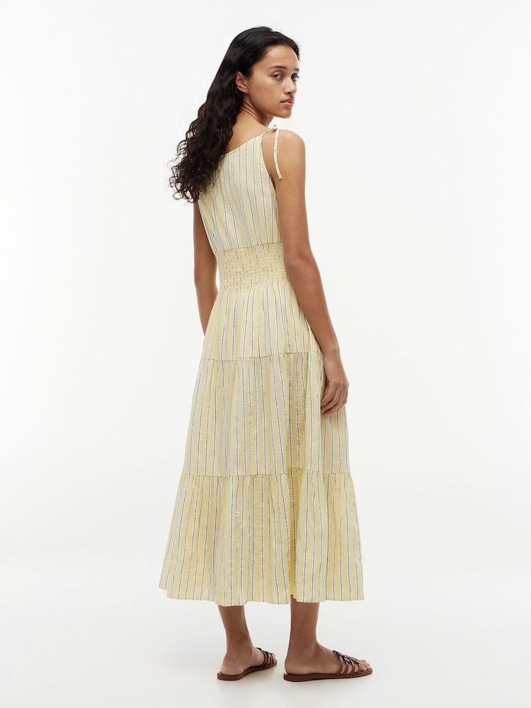 Gelb - Tommy Hilfiger Seersucker Smock Tie Strap Midi Dress - Bild 2 von 5