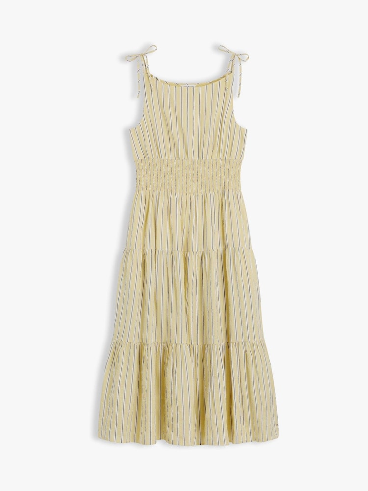 Gelb - Tommy Hilfiger Seersucker Smock Tie Strap Midi Dress - Bild 5 von 5