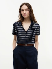 Tommy Hilfiger Blue Regular Fit Pique Henley Polo Shirt - Image 1 of 5