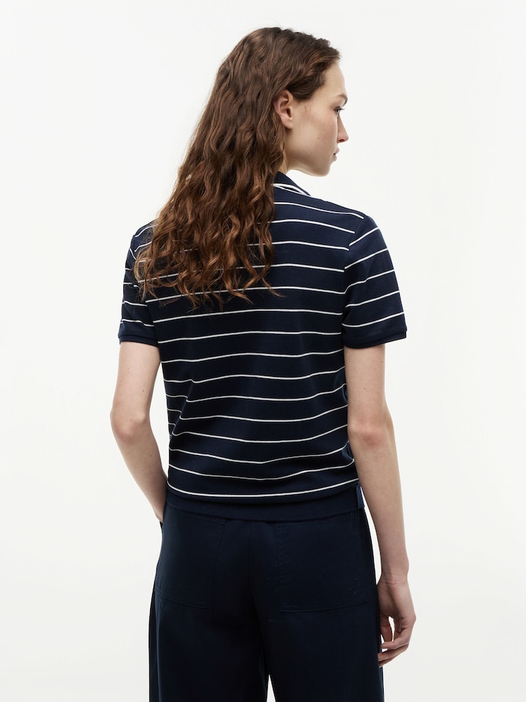 Tommy Hilfiger Blue Regular Fit Pique Henley Polo Shirt - Image 2 of 5 Tommy Hilfiger Blue Regular Fit Pique Henley Polo Shirt - Image 2 of 5