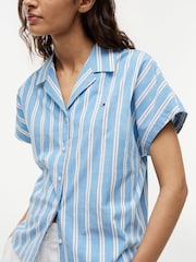 Tommy Hilfiger Blue Relaxed Fit Poplin Short Sleeve Shirt - Image 4 of 5