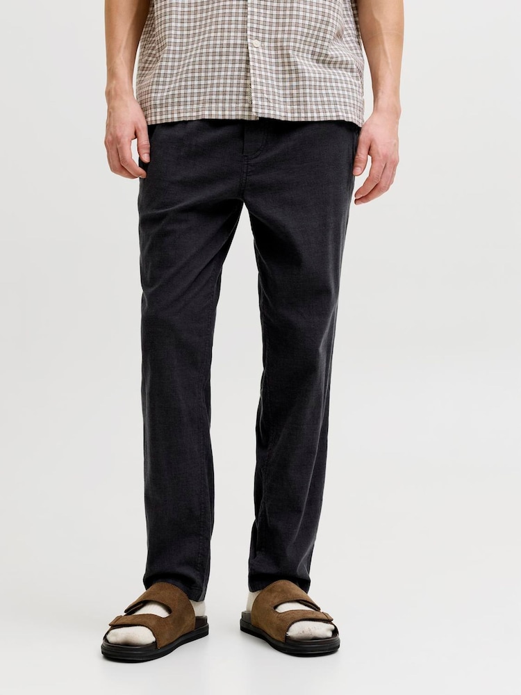JACK & JONES Tapered Linen Blend Trousers - Bild 1 av 7