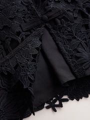 Black 3D Lace Cap Sleeve Knot Fasten Mini Dress - Image 9 of 9