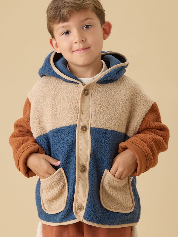 KIDLY by MORI Cream Block Soft Sherpa Fleece Jacket - Image 1 of 5 KIDLY by MORI Cream Block Soft Sherpa Fleece Jacket - Image 1 of 5