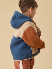 KIDLY by MORI Cream Block Soft Sherpa Fleece Jacket - Image 2 of 5