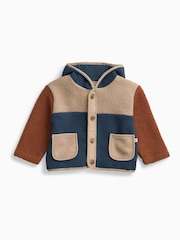 KIDLY by MORI Cream Block Soft Sherpa Fleece Jacket - Image 4 of 5