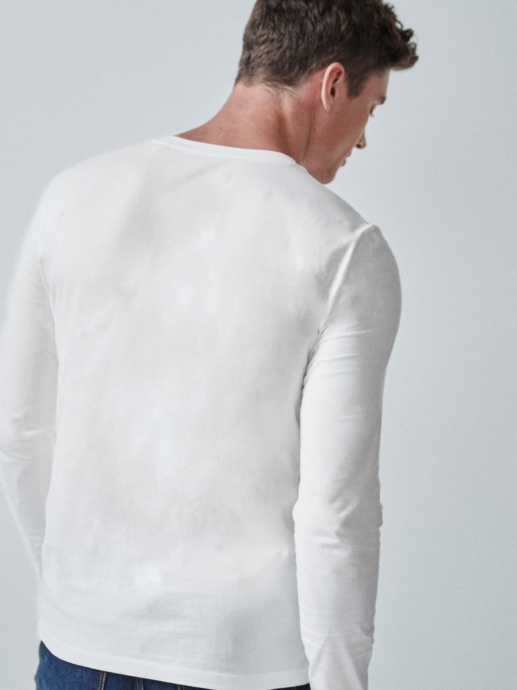Buy White Slim Fit Long Sleeve Crew Neck 100 Cotton T Shirt from the Next UK online shop