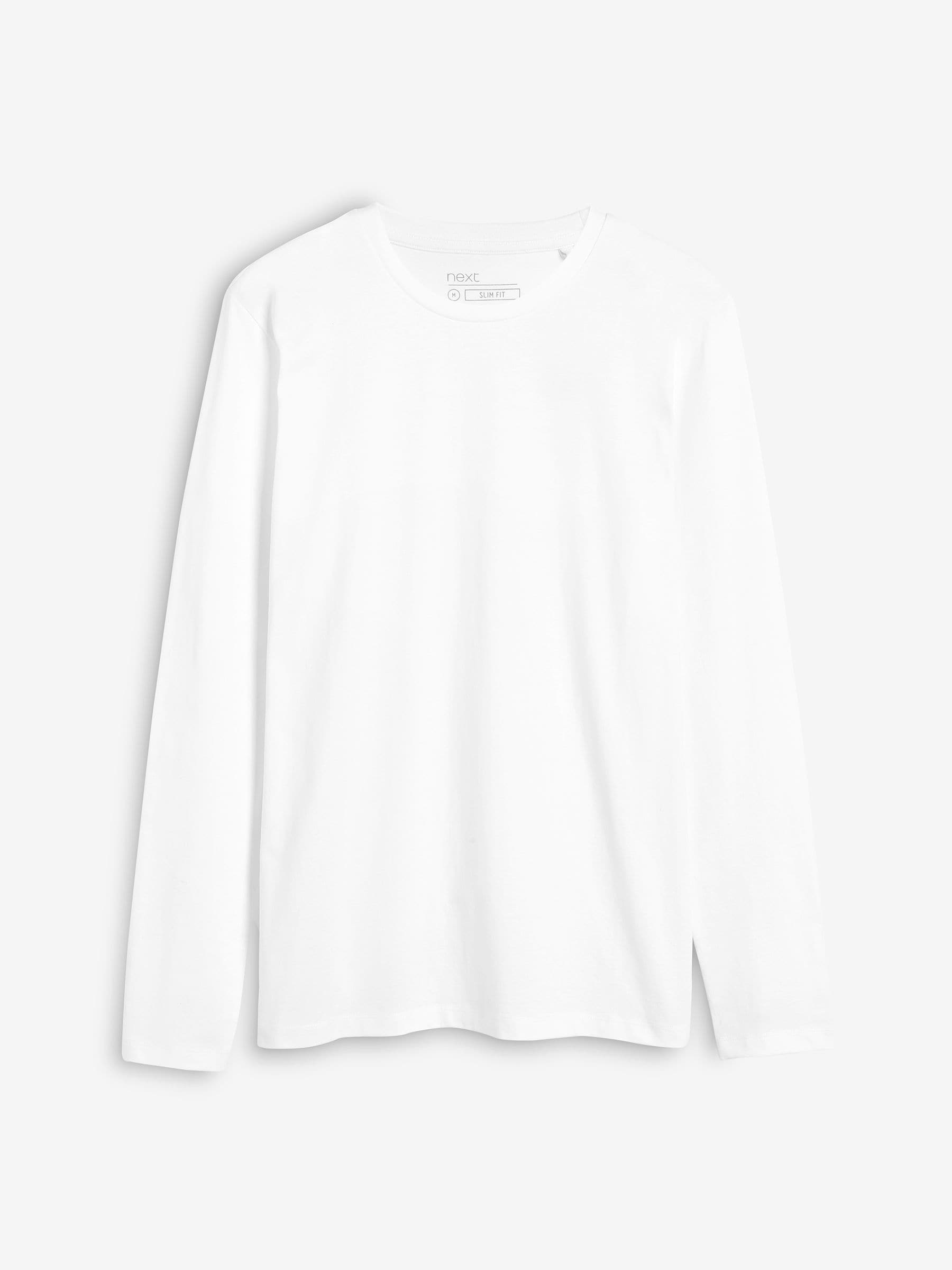 Buy White Slim Fit Long Sleeve Crew Neck T-Shirt from Next