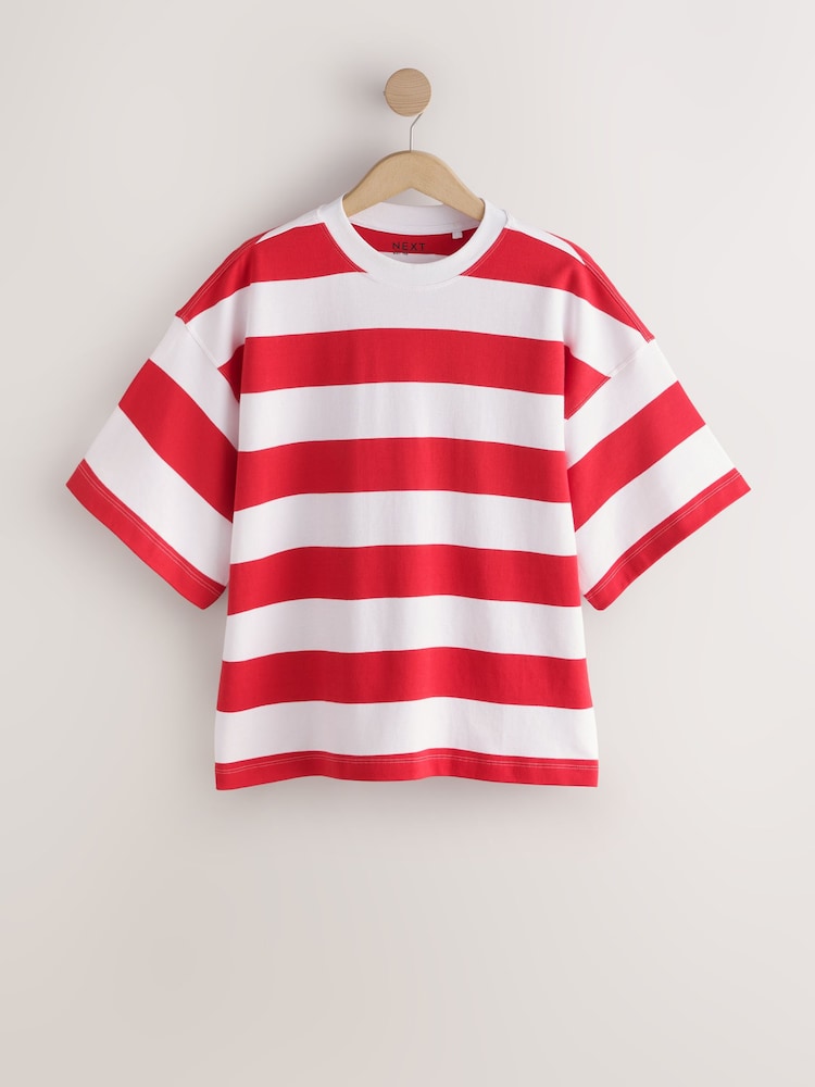 Red Stripe Crew Neck Long Sleeve Top - Image 1 of 3