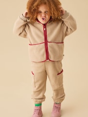 KIDLY by MORI Cream Cream Soft Sherpa Fleece Zip Through Jacket - Image 1 of 4